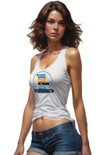 Girl wearing a Cool Car Network tank top