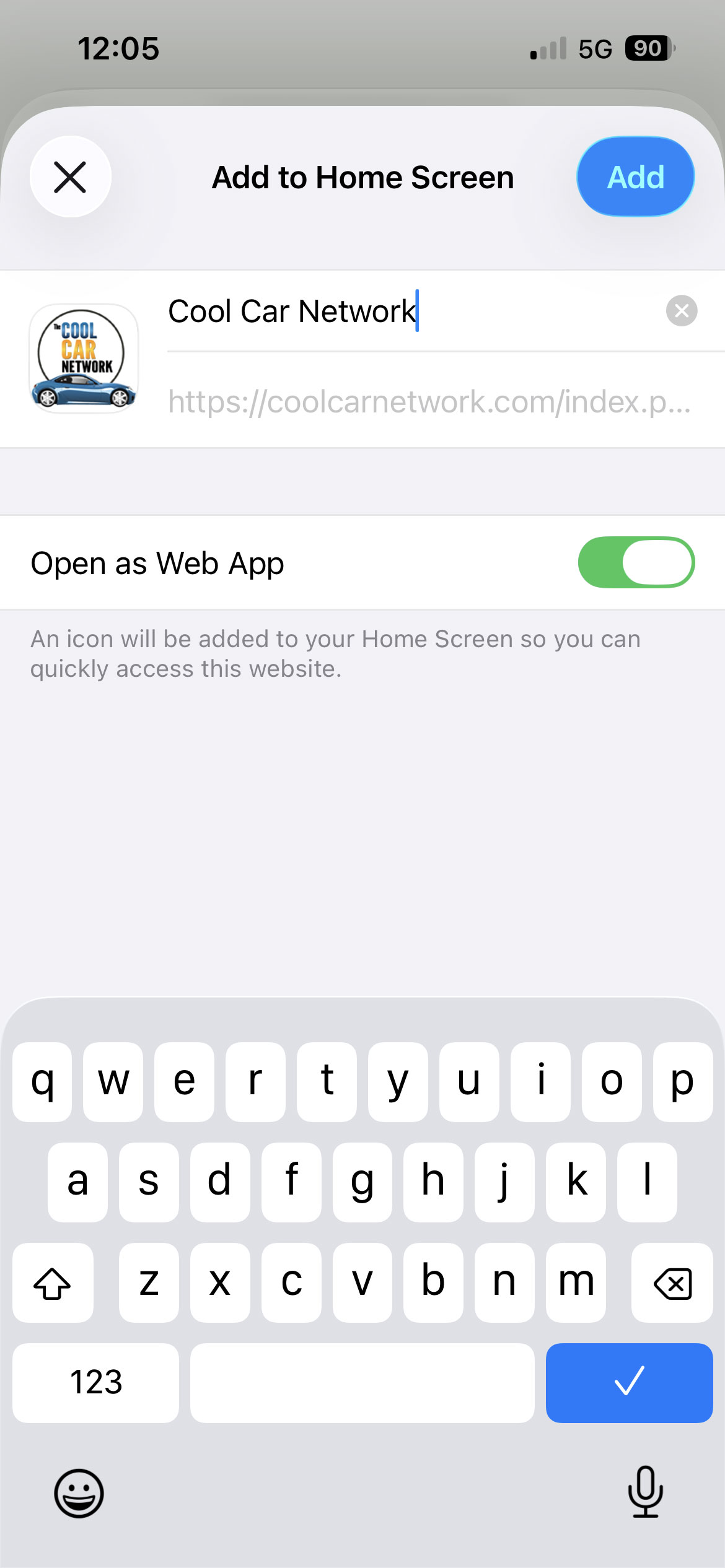 Add to iOS home screen